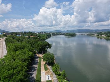 Drone view of a lake